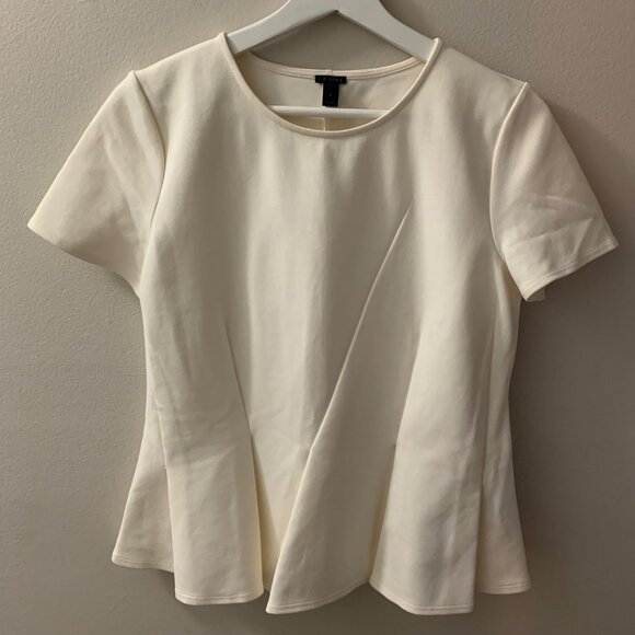 White Pleated Short Sleeve J.Crew Shirt - Picture 1 of 6